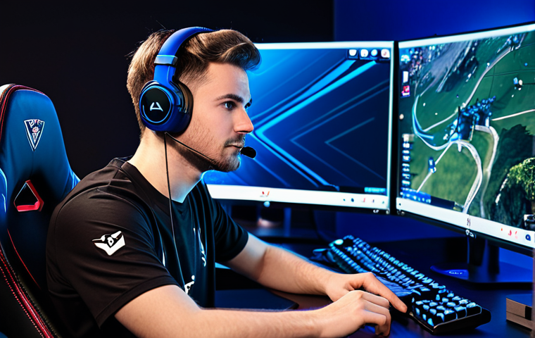 Focused Streamer**
"A professional eSports streamer fully engrossed in a game, wearing a gaming headset and a comfortable, branded jersey, bathed in the glow of multiple monitors. The background features a clean, modern gaming setup with RGB lighting. Perfect anatomy, correct proportions, natural pose, well-formed hands, proper finger count. Safe for work, appropriate content, fully clothed, professional, family-friendly, high quality."
**