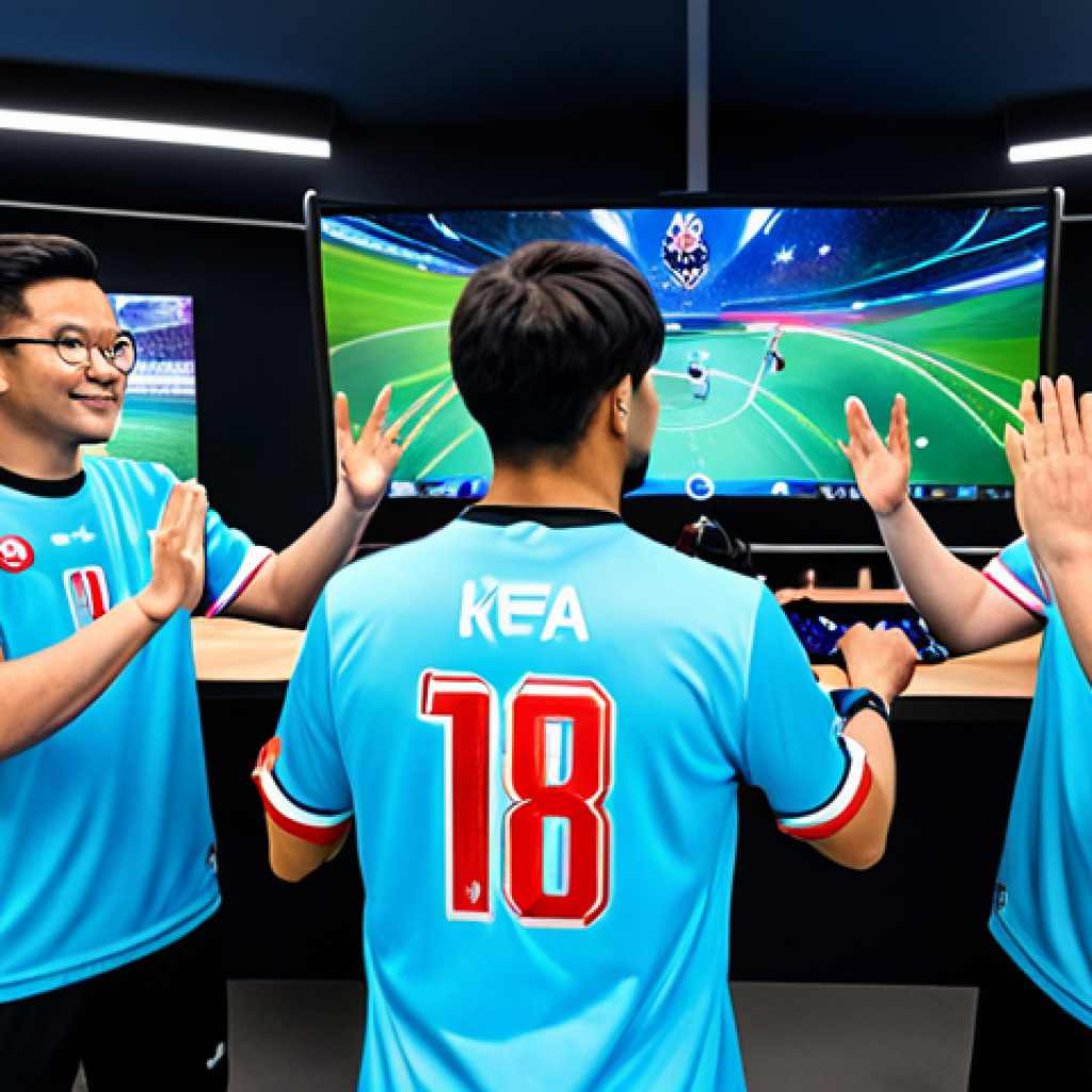 Strategic Team Huddle**

"A professional League of Legends eSports team (Dplus KIA inspired), fully clothed in team jerseys, gathered around a holographic game display in a modern, brightly lit training facility. The team is intensely focused, strategizing with hand gestures and positive expressions. The scene should convey teamwork, collaboration, and a sense of innovative tactics. Include advanced gaming equipment and monitors in the background. Perfect anatomy, correct proportions, natural poses, well-formed hands, proper finger count, natural body proportions, appropriate content, safe for work, professional, family-friendly, modest clothing."

**