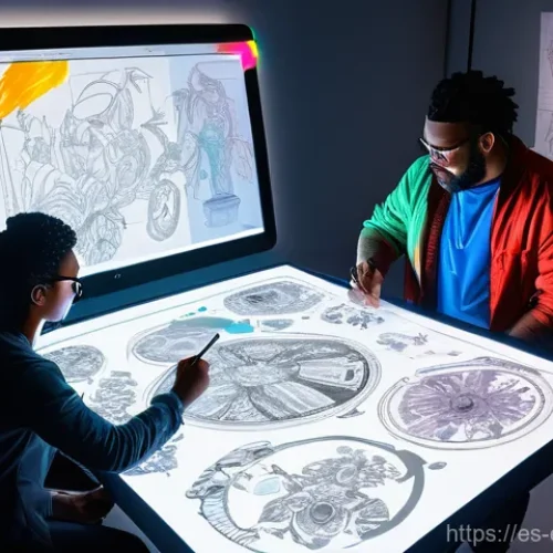 롤 신규 스킨 개발 스토리 - The Creative Spark: Concept Art Brainstorm Session**

"A wide-angle, vibrant digital illustration de...