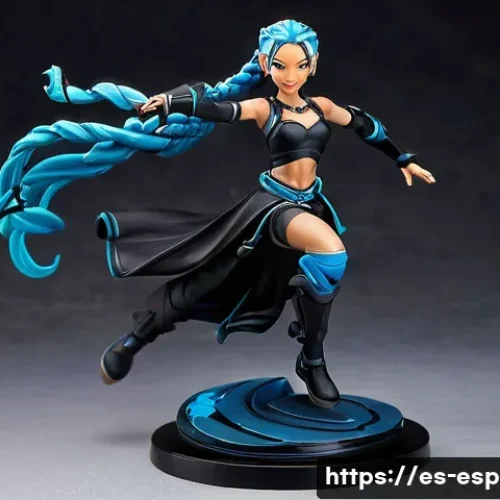 LOL 공식 머천다이즈 - **Prompt 1: Arcane Jinx Collectible Figure Display**
    "A highly detailed, museum-quality collecti...
