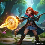 Home 23 롤 신규 유저 가이드 - A detailed scene of a beginner-friendly League of Legends match focusing on the mid lane, featuring ...