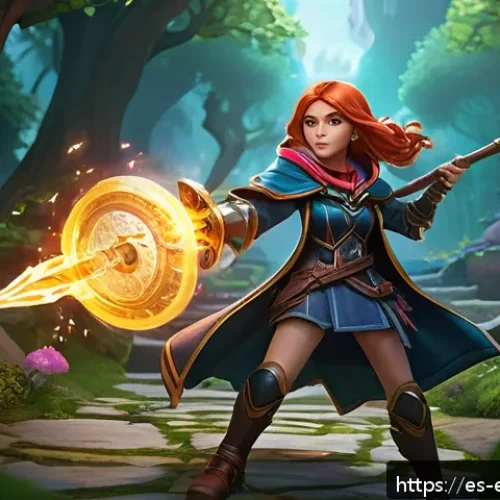 Home 17 롤 신규 유저 가이드 - A detailed scene of a beginner-friendly League of Legends match focusing on the mid lane, featuring ...